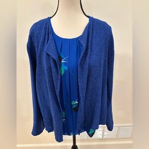 Masai women’s open front deep blue cardigan, size large